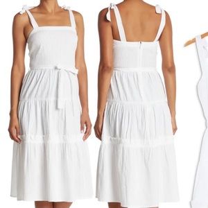Topshop Bow Tie Shoulder Dress Midi Maxi White Small 6